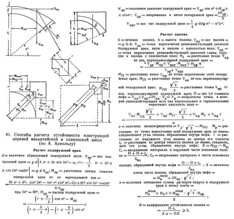 Способы расчета устойчивости конструкций церквей византийской и славянской школ (по А. Арнольду)