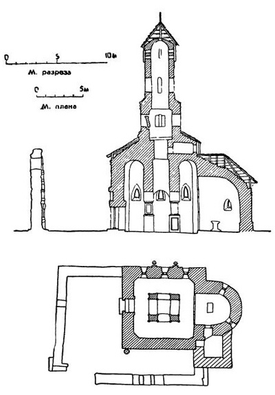 Село Денсуш. Церковь. План и разрез