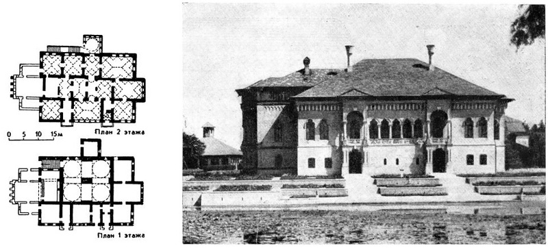 Могошоая, близ Бухареста. Дворец Брынковяну, 1702 г. Общий вид и планы