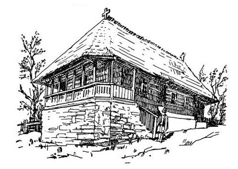 Село Грэмешти-Хорезу. Церковь. Вид с юго-запада