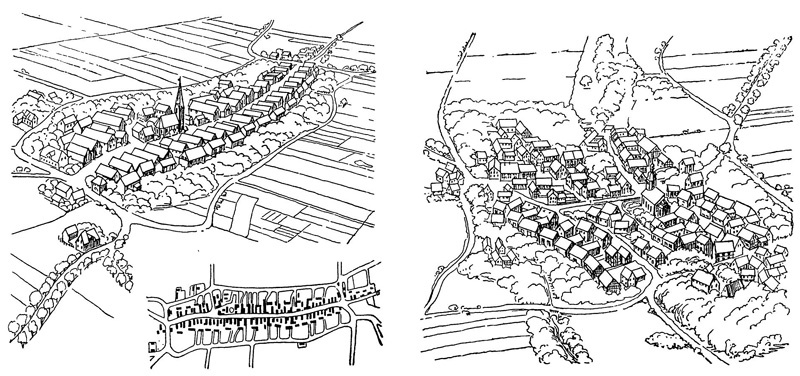 Два типа германских деревень. Схемы застройки