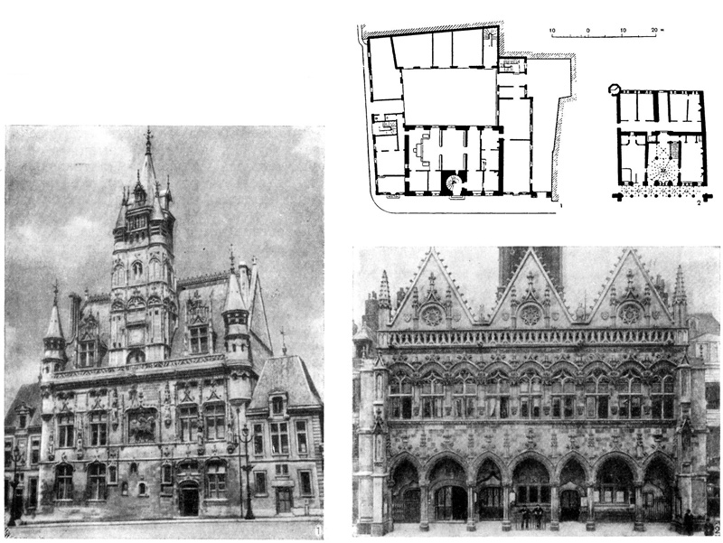 Компьен. Ратуша, начало XVI в. (1), Сен Кантэн. Ратуша, конец XV — начало XVI вв. (2)
