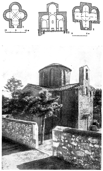 Нин: 1 — церковь Николая, XI в.; 2 — церковь Креста, XI в.