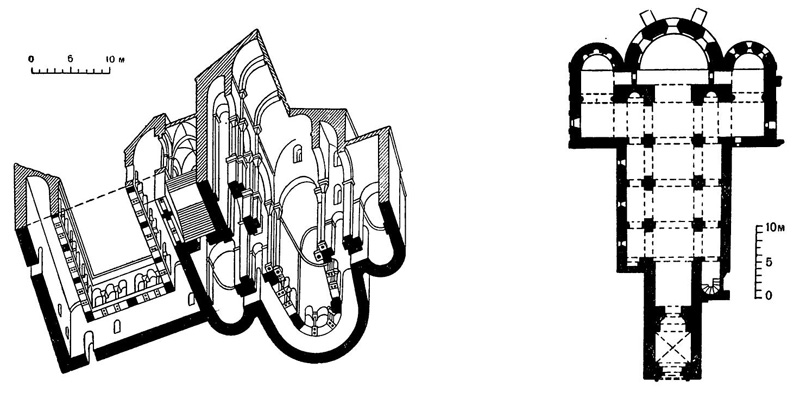 Сан Гилем ле Дезер. Монастырская церковь, IX—XII вв.